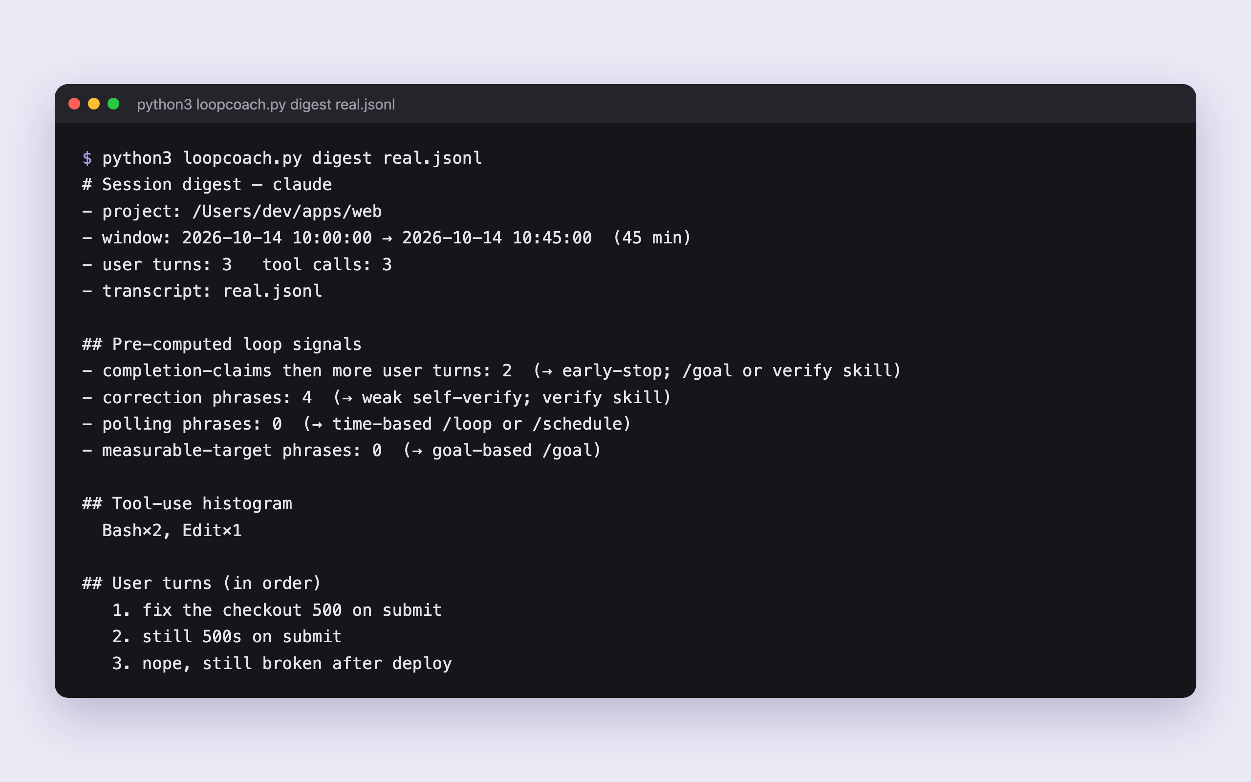 Loop Coach: Session Retros for Claude Code & Codex screenshot 3