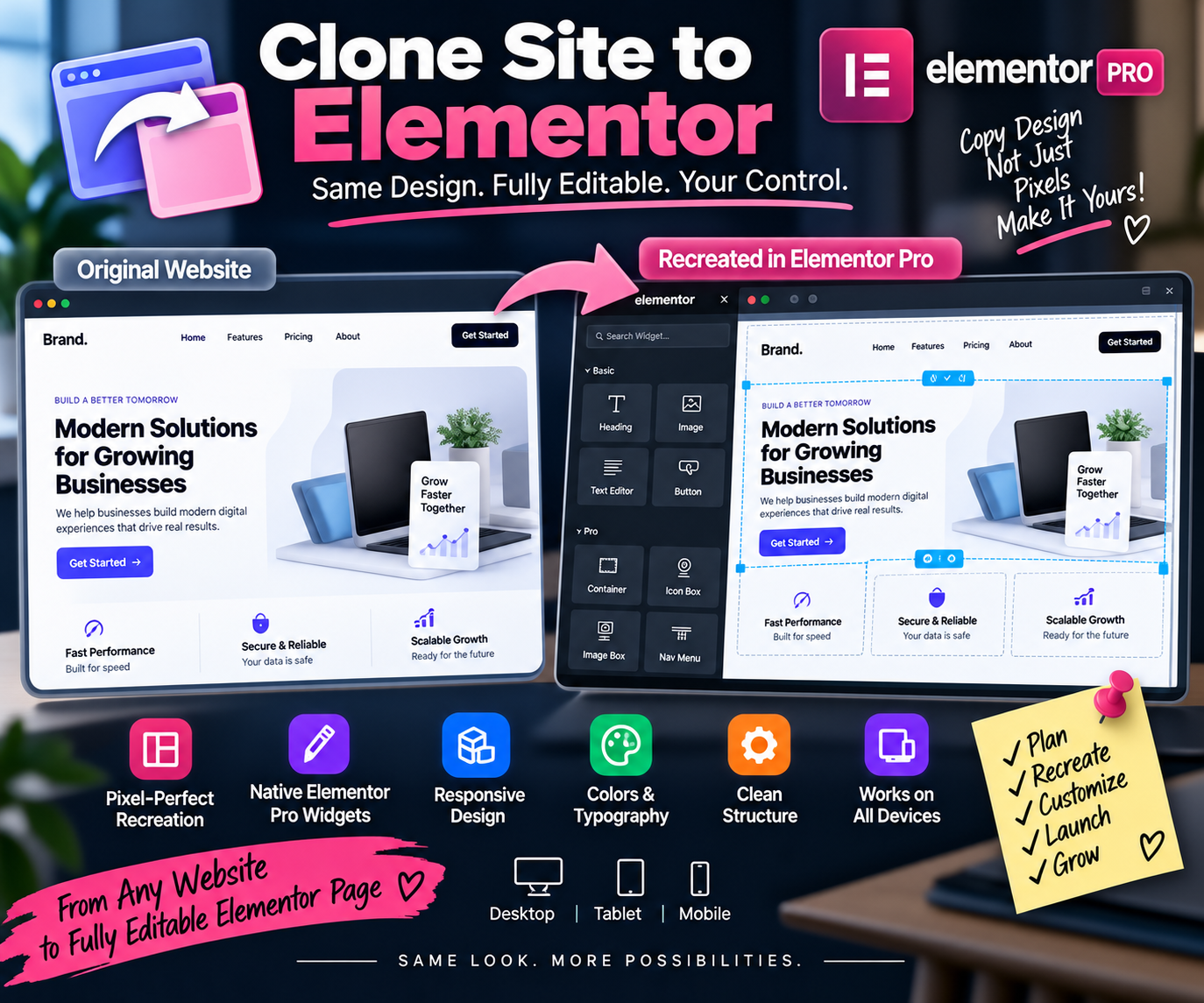 Webpage to Elementor Builder preview