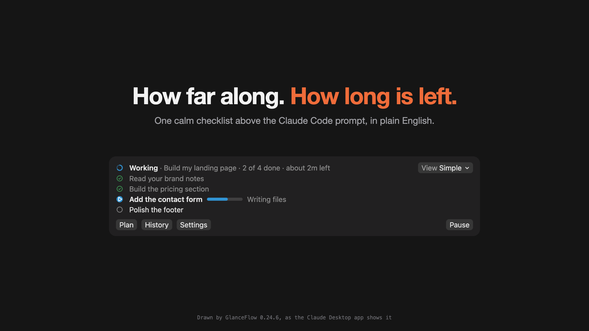 GlanceFlow: see what Claude Code is doing, at a glance preview