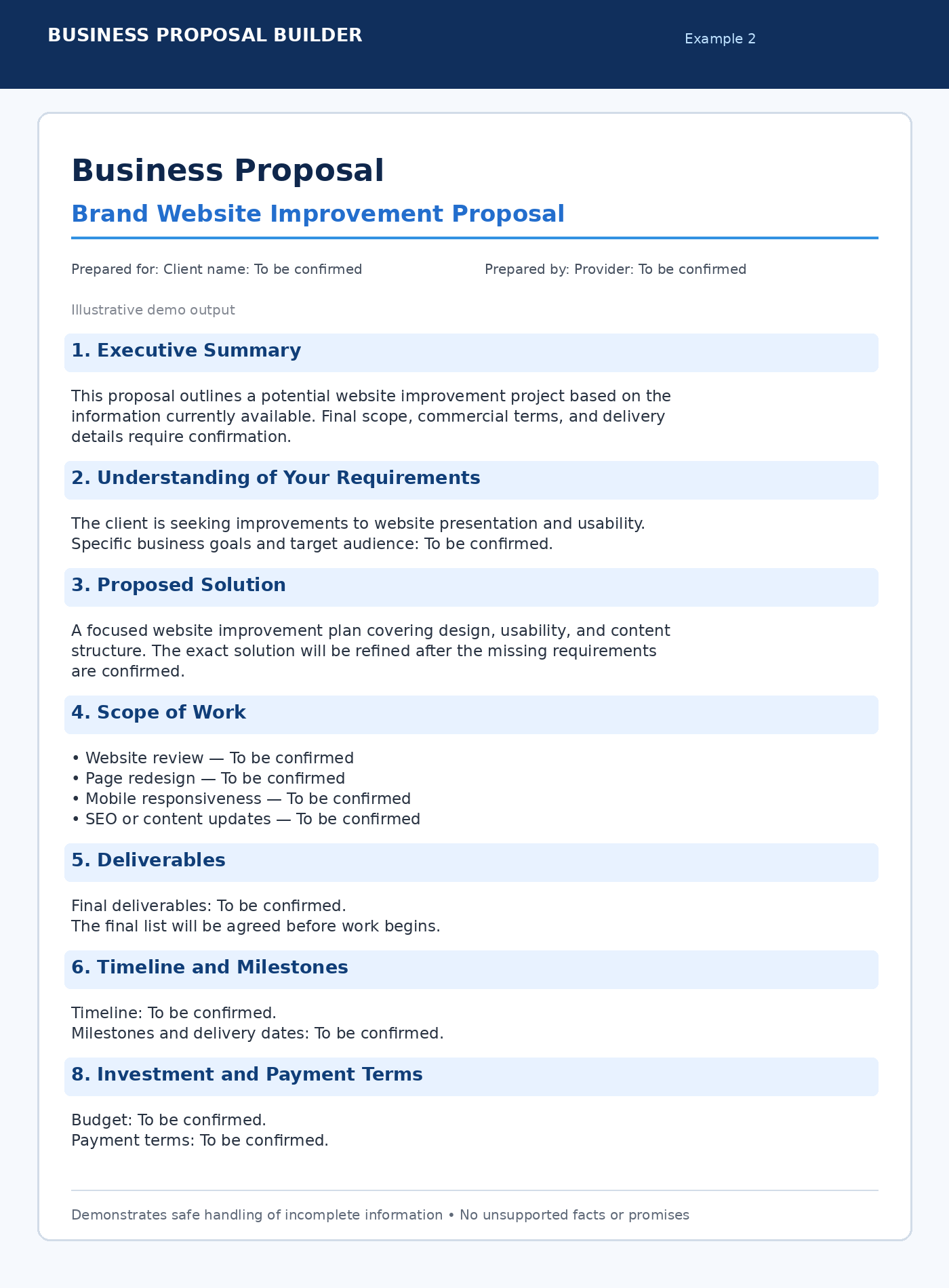 business proposal builder screenshot 2