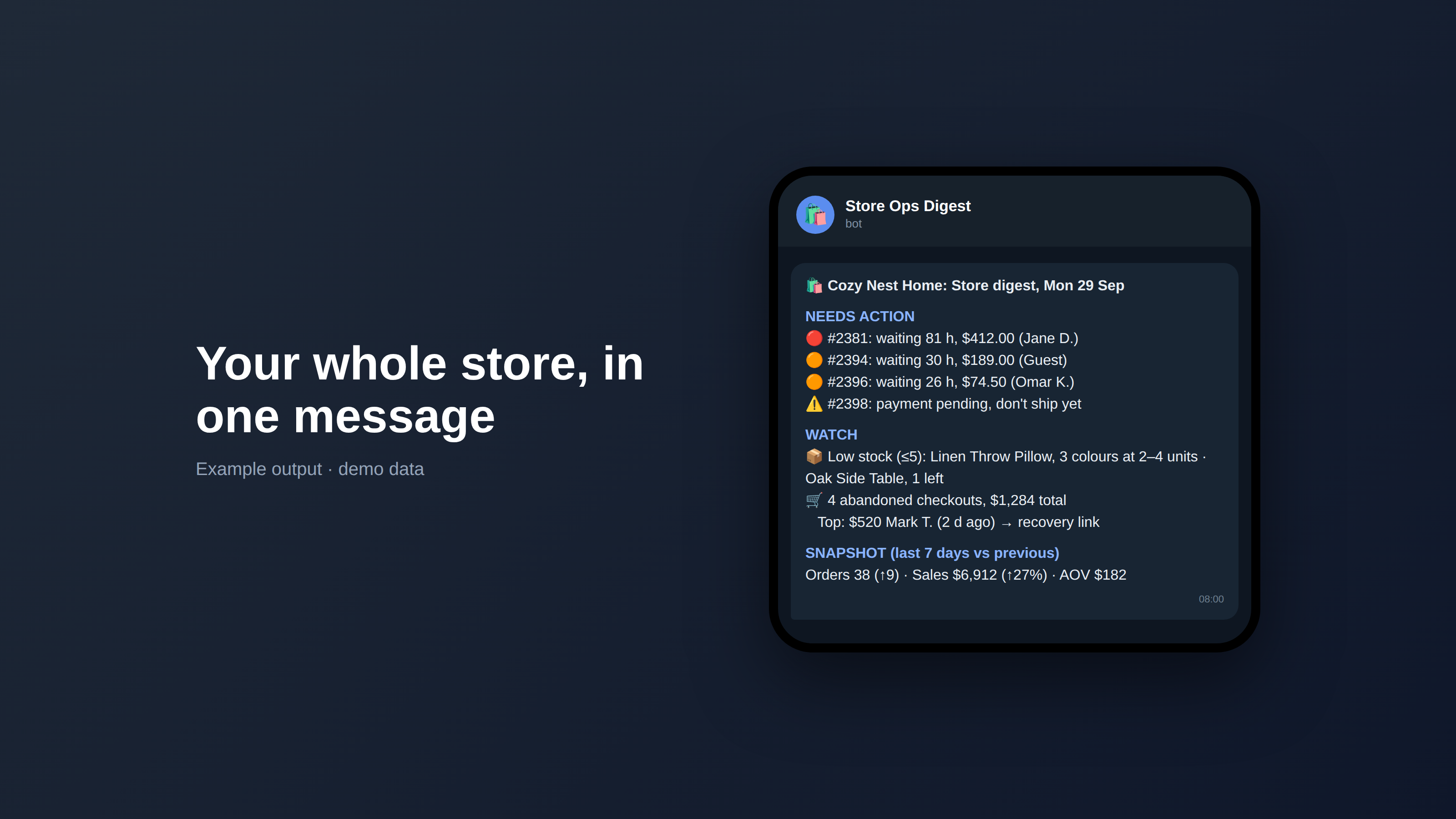 Shopify Store-Ops Digest preview