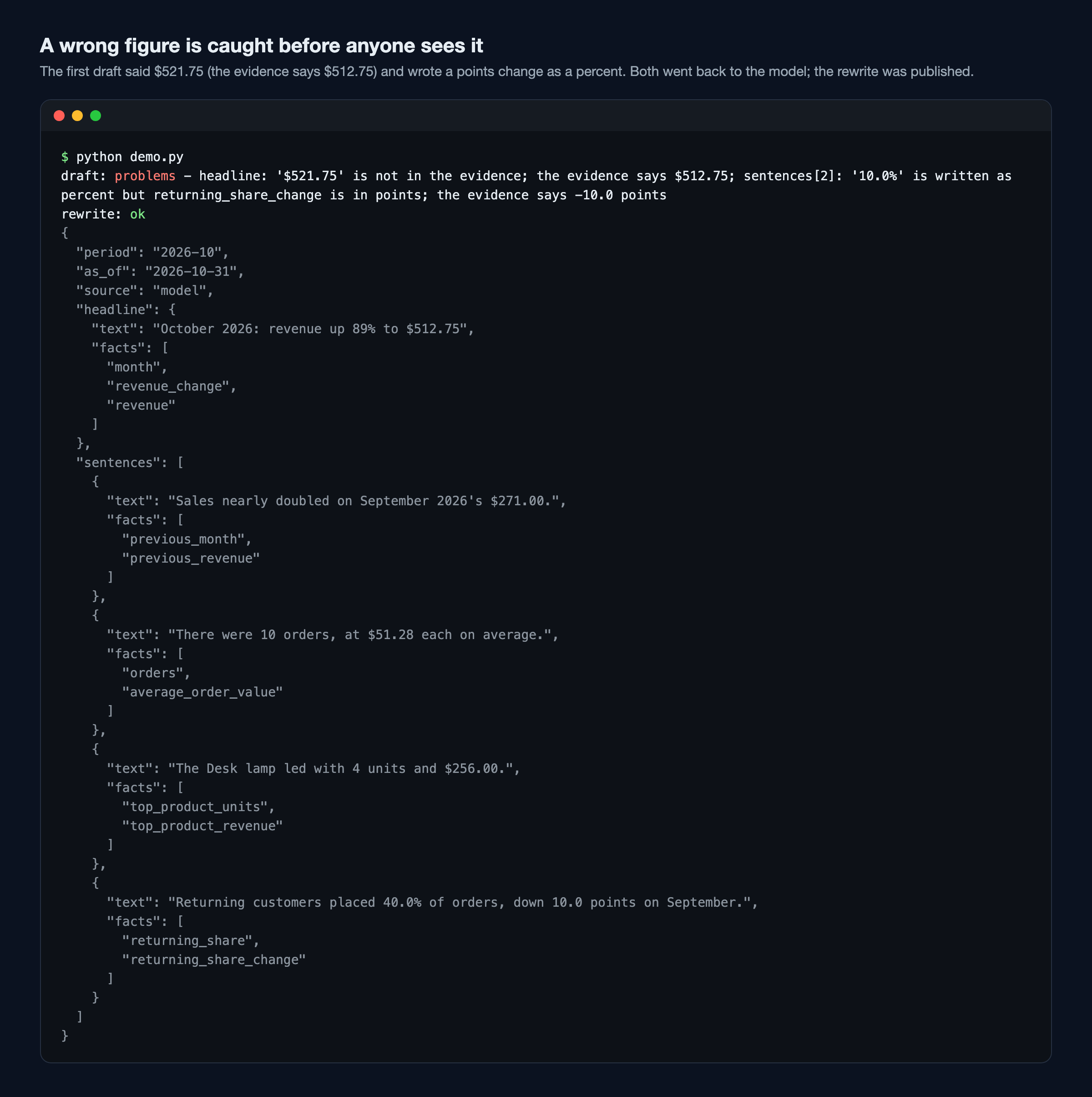 Grounded Numbers: AI summaries with no made-up figures screenshot 1