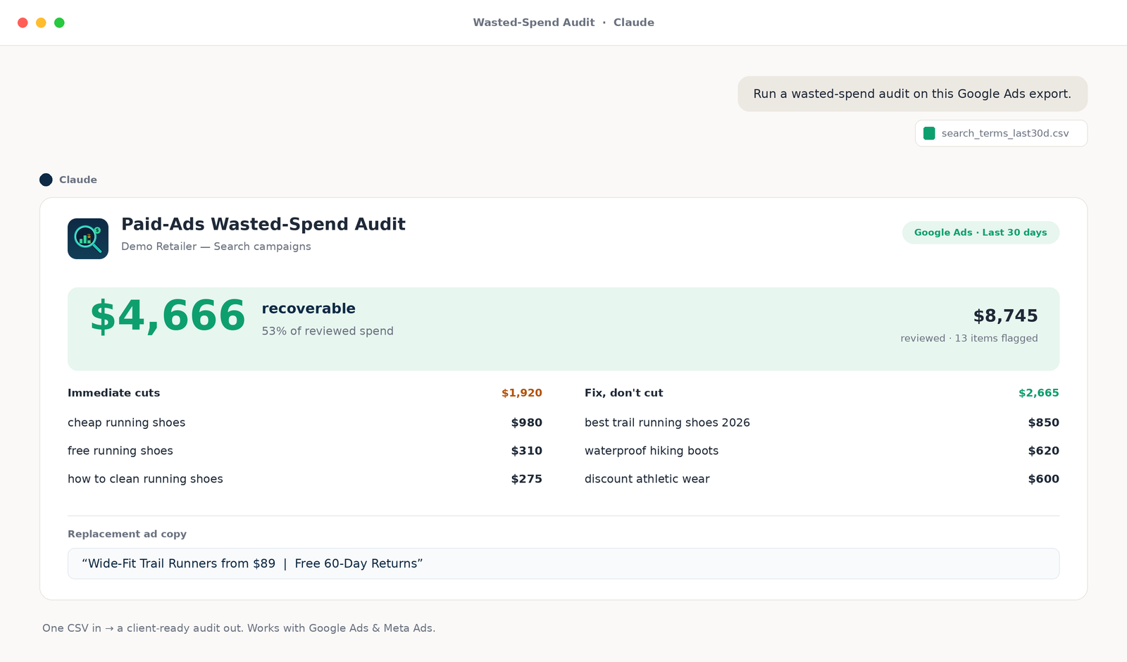 wasted-spend-audit screenshot 1