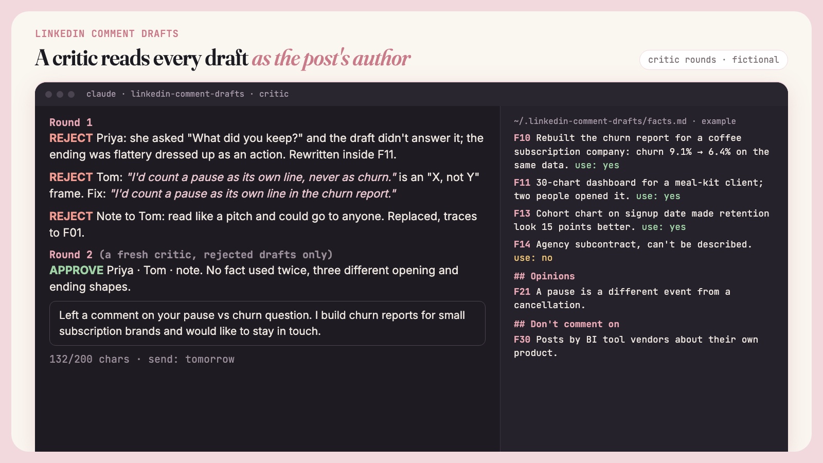 LinkedIn Comment Drafts: Replies From Your Own Experience screenshot 2