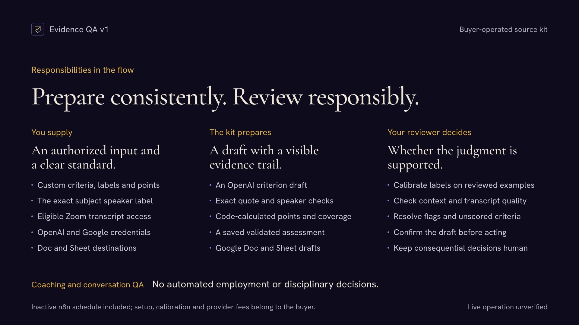 Evidence QA v1: Conversation Reviews with Checked Quotes screenshot 5