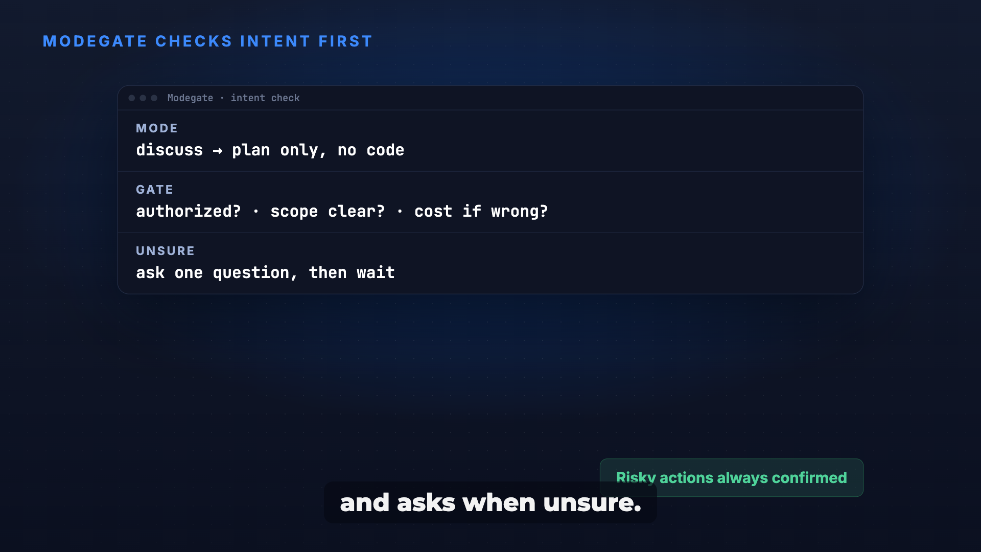 Modegate: your agent reads intent before it acts screenshot 3