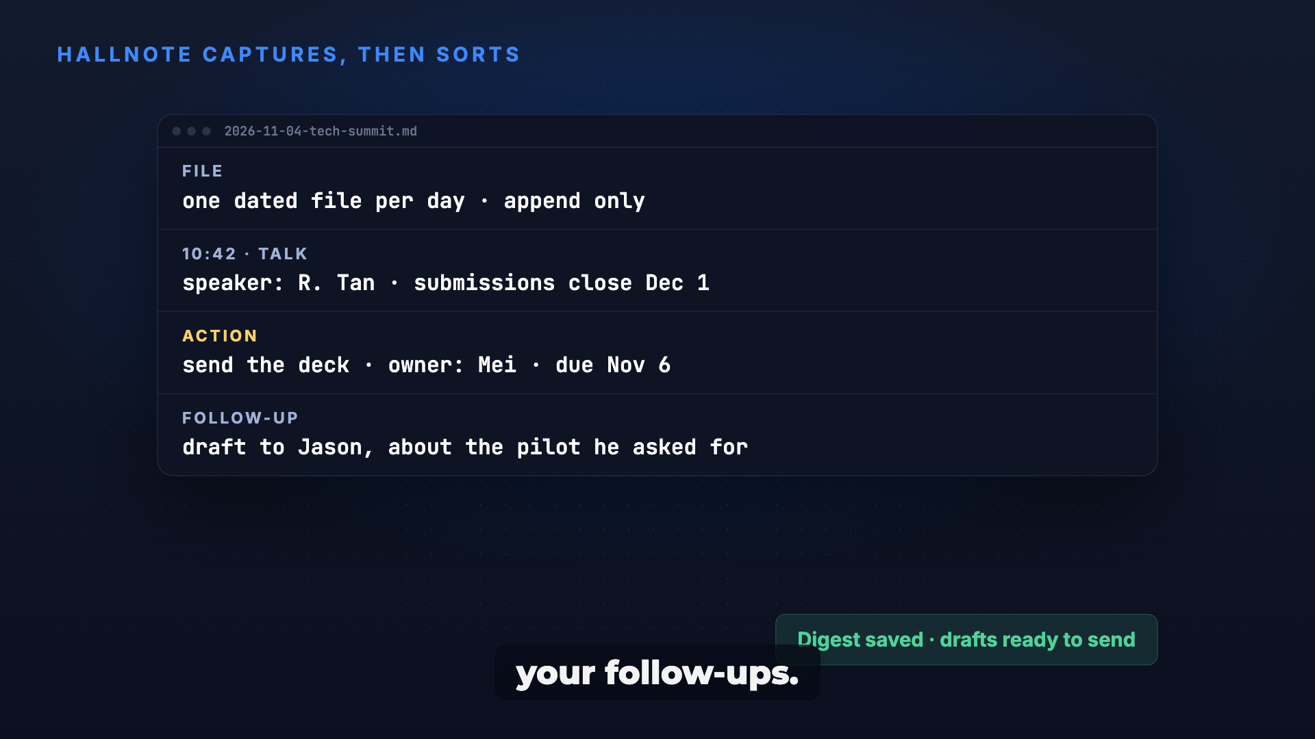 Hallnote: Live event notes that end in clear actions screenshot 3
