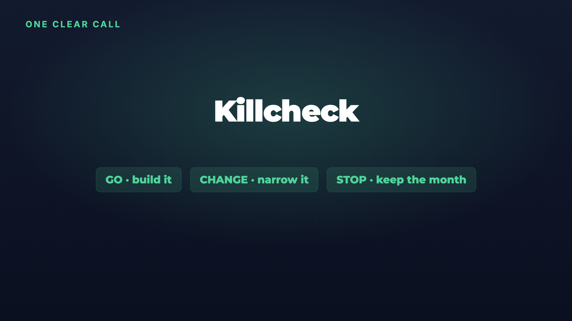 Killcheck: find what kills the idea before you build it screenshot 4