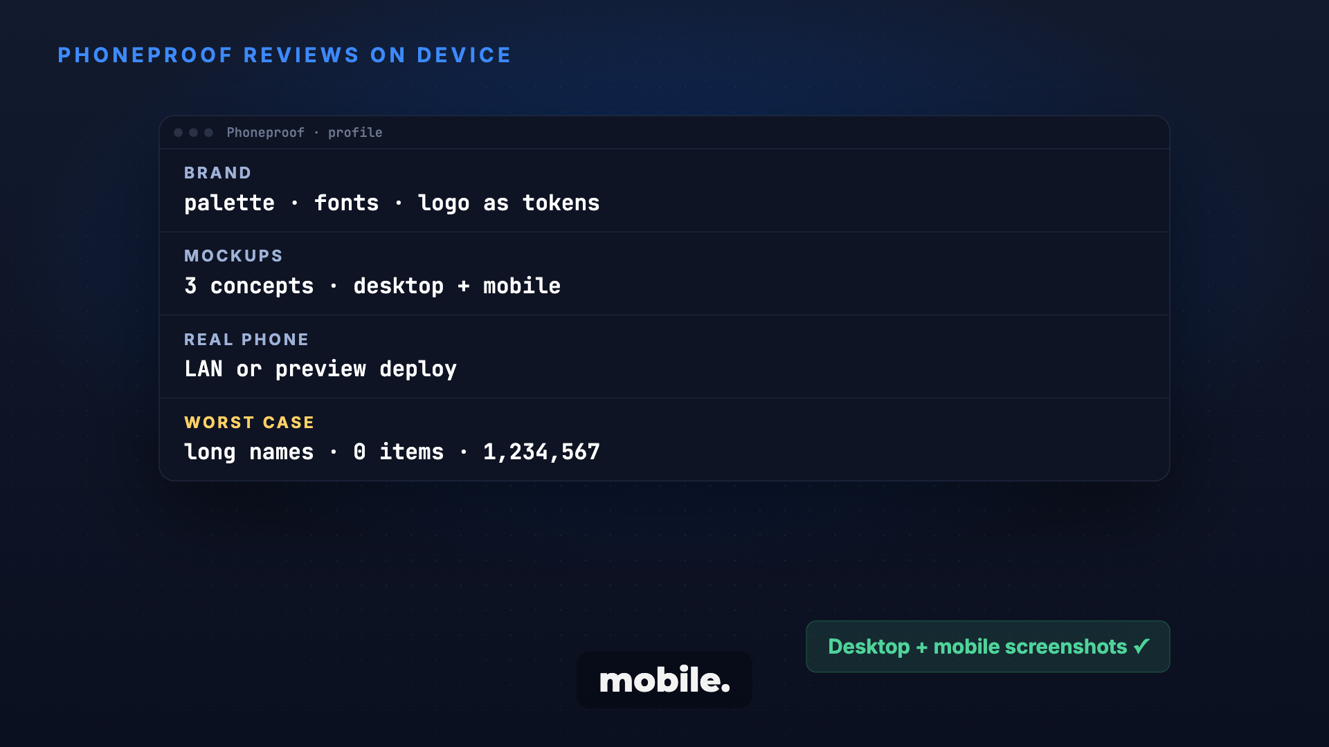 Phoneproof: UI reviewed on a real phone, with proof screenshot 3