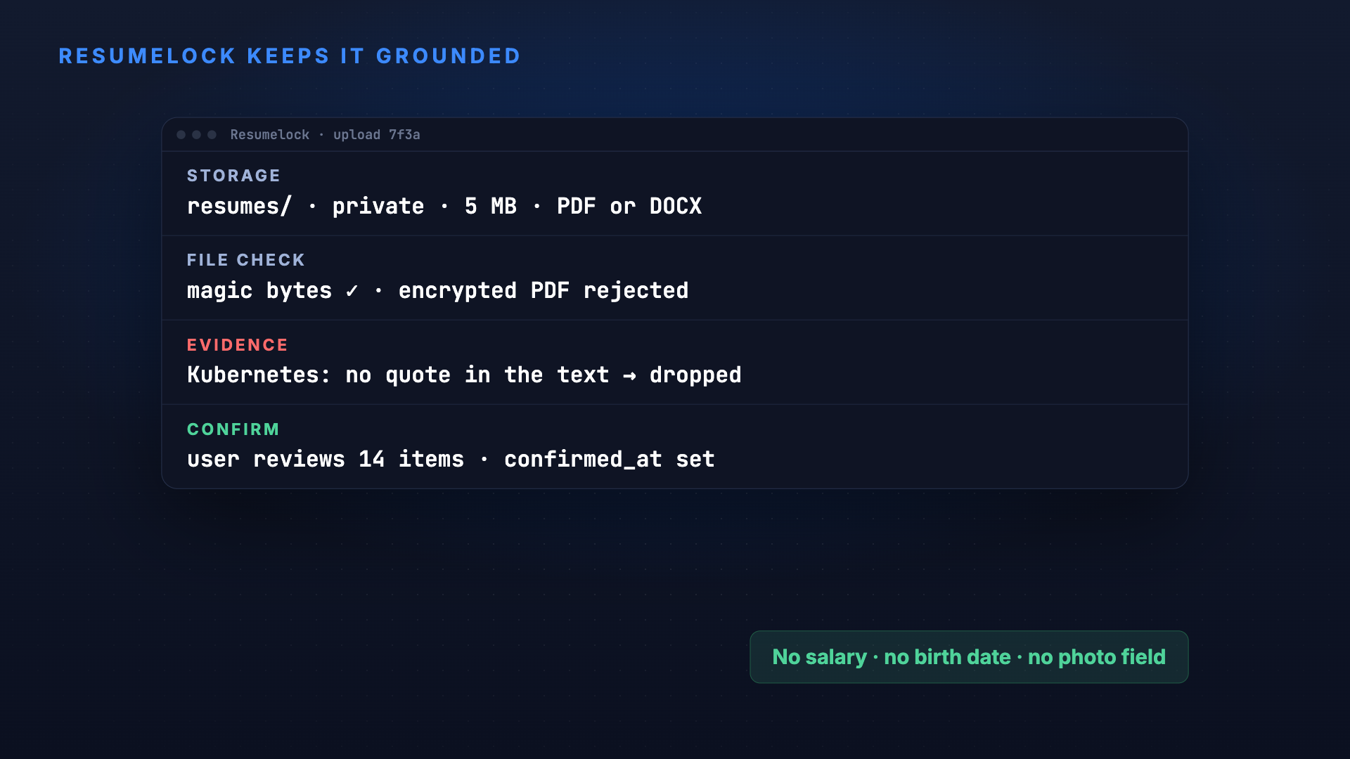 Resumelock: resume uploads to profiles, no made-up skills screenshot 3