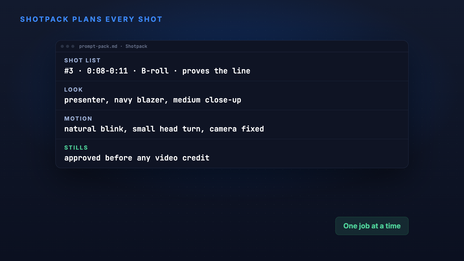 Shotpack: AI video shots that keep the same look screenshot 3