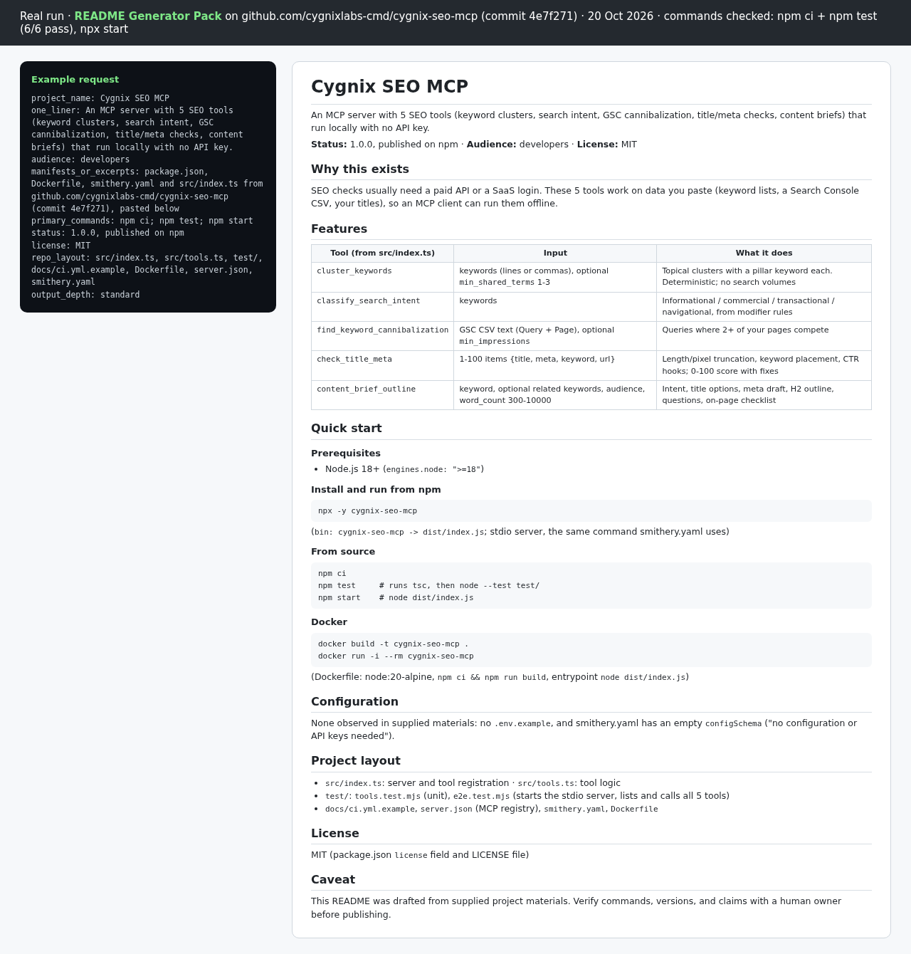 README Generator: README.md from Your Real Project Files preview