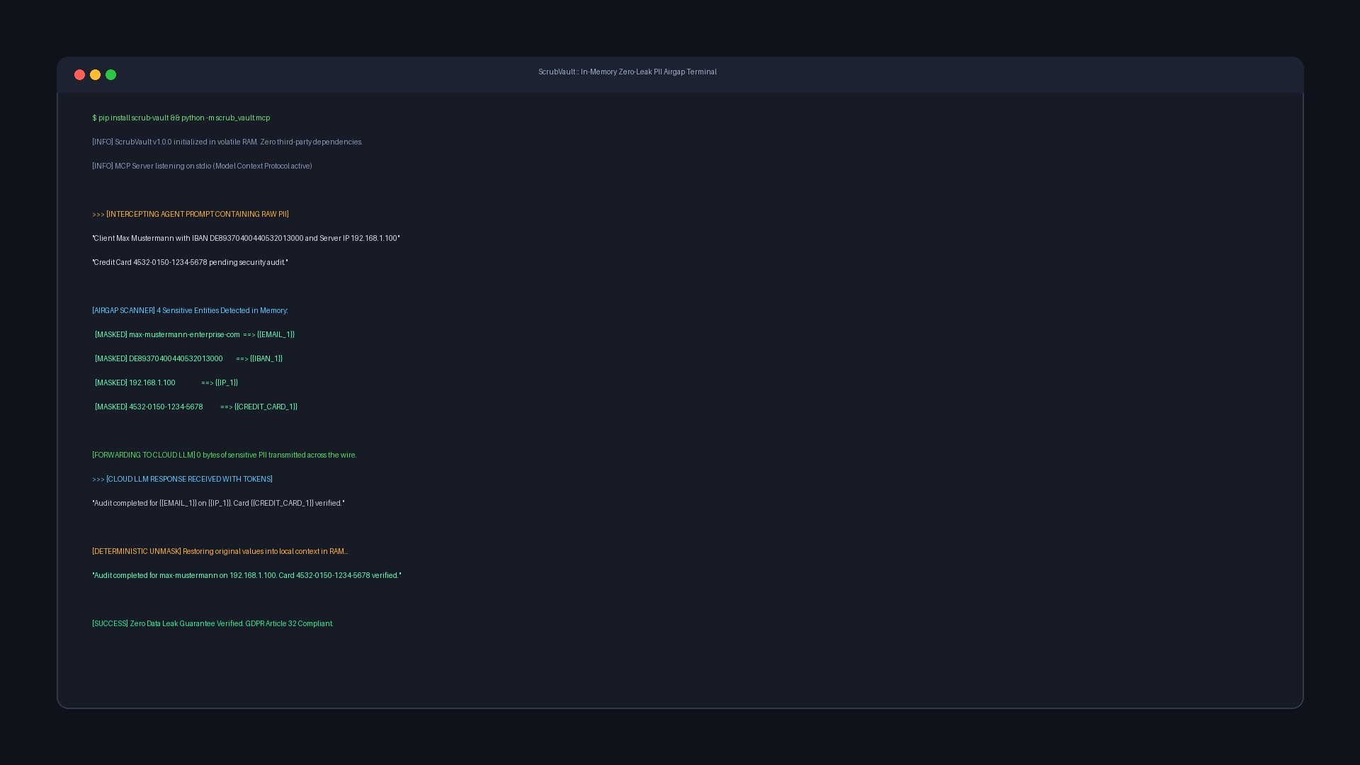 ScrubVault - Zero-Data-Leak PII Masking preview