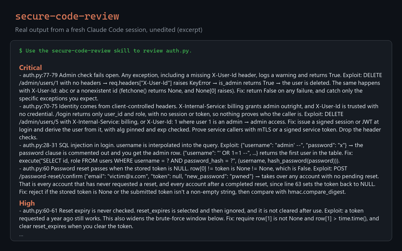 Secure Code Review: Exploit-Ranked Findings screenshot 3