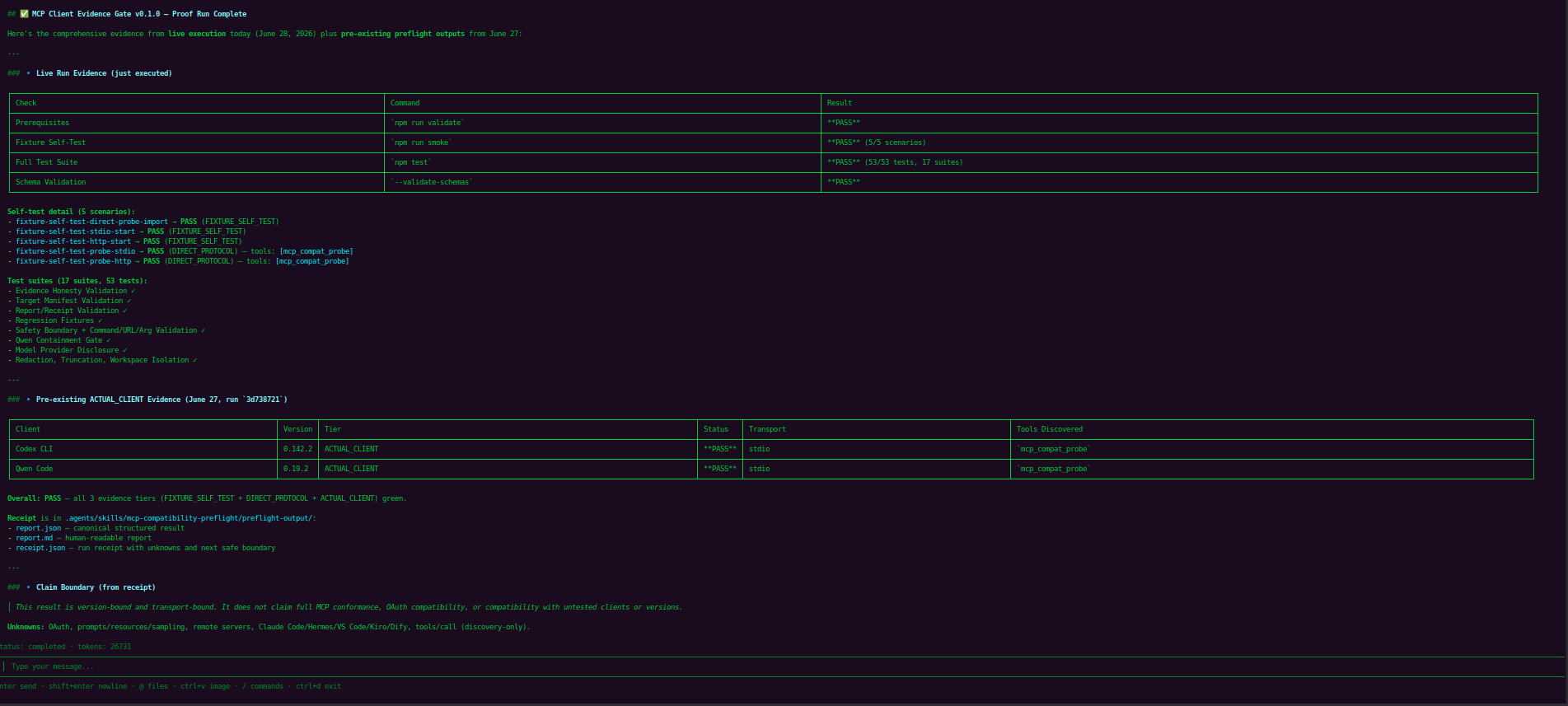 MCP Client Evidence Gate screenshot 1