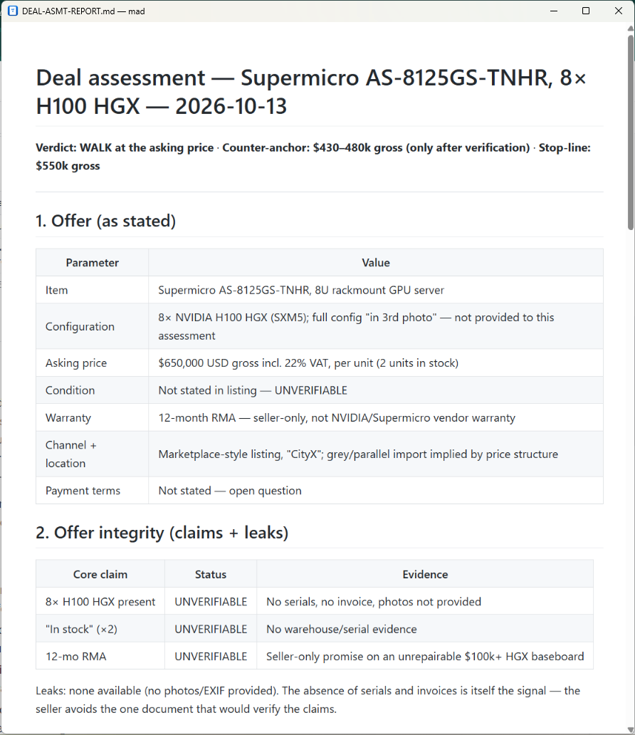 Deal Assessment preview