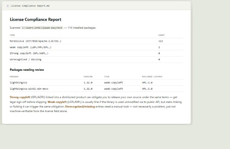 License Guardian — dependency license compliance for Claude preview