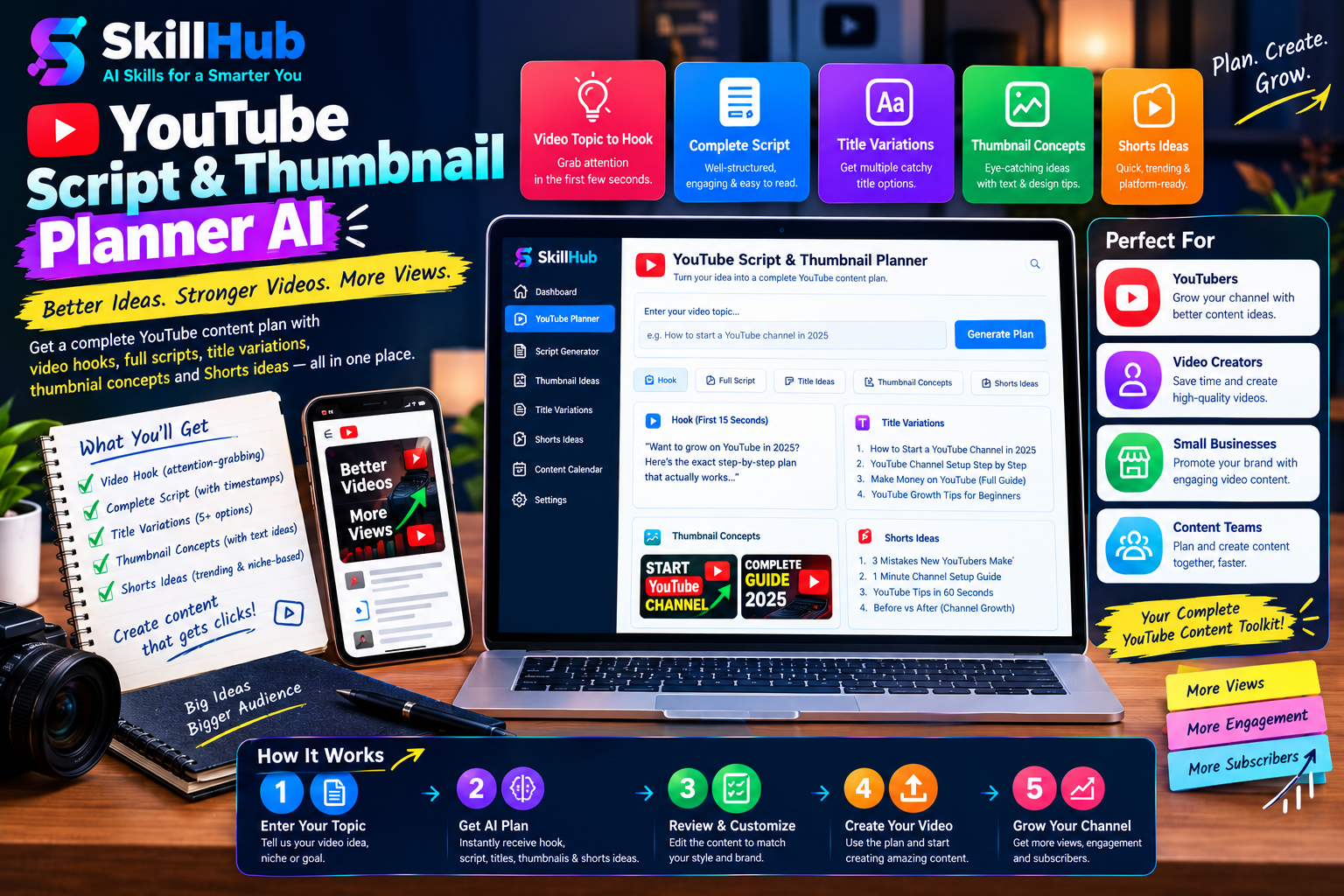 YouTube Script & Thumbnail Planner preview