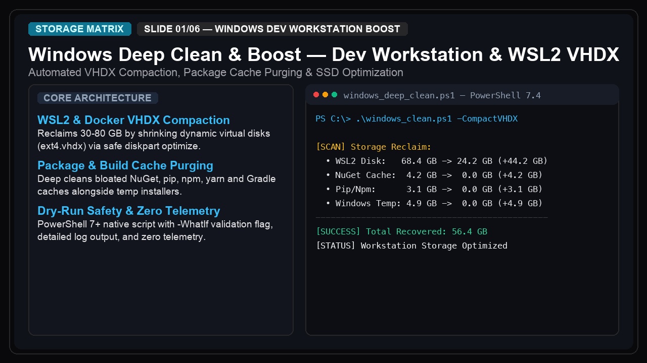 Windows Deep Clean & Boost — Dev Workstation & WSL2 VHDX preview