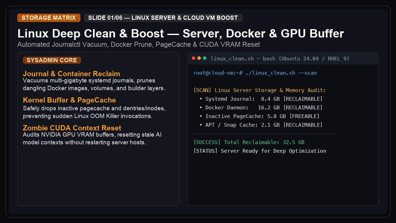 Linux Deep Clean & Boost — Server, Docker & GPU Buffer preview