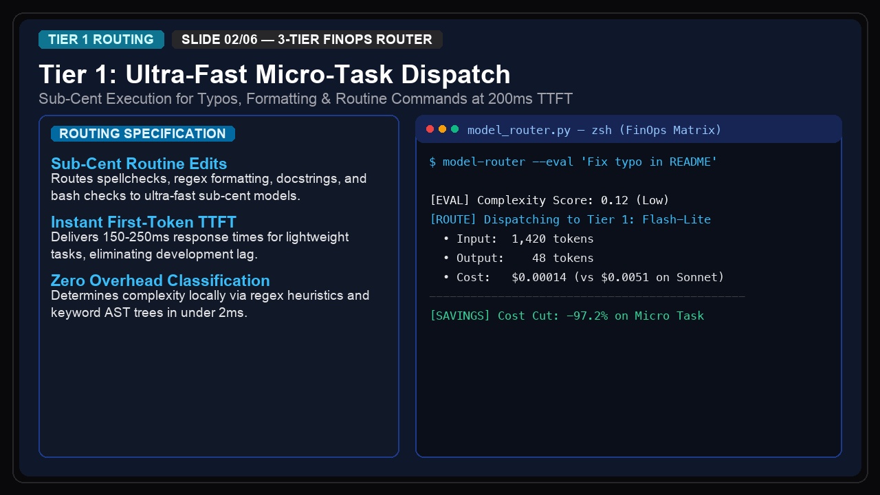 Dynamic Model Router — 3-Tier FinOps Routing Matrix screenshot 2