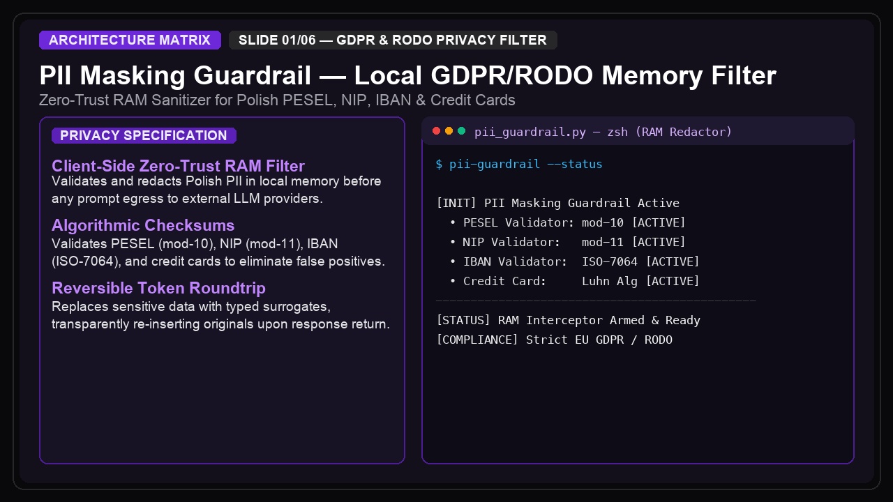 PII Masking Guardrail — Local GDPR/RODO Memory Filter preview