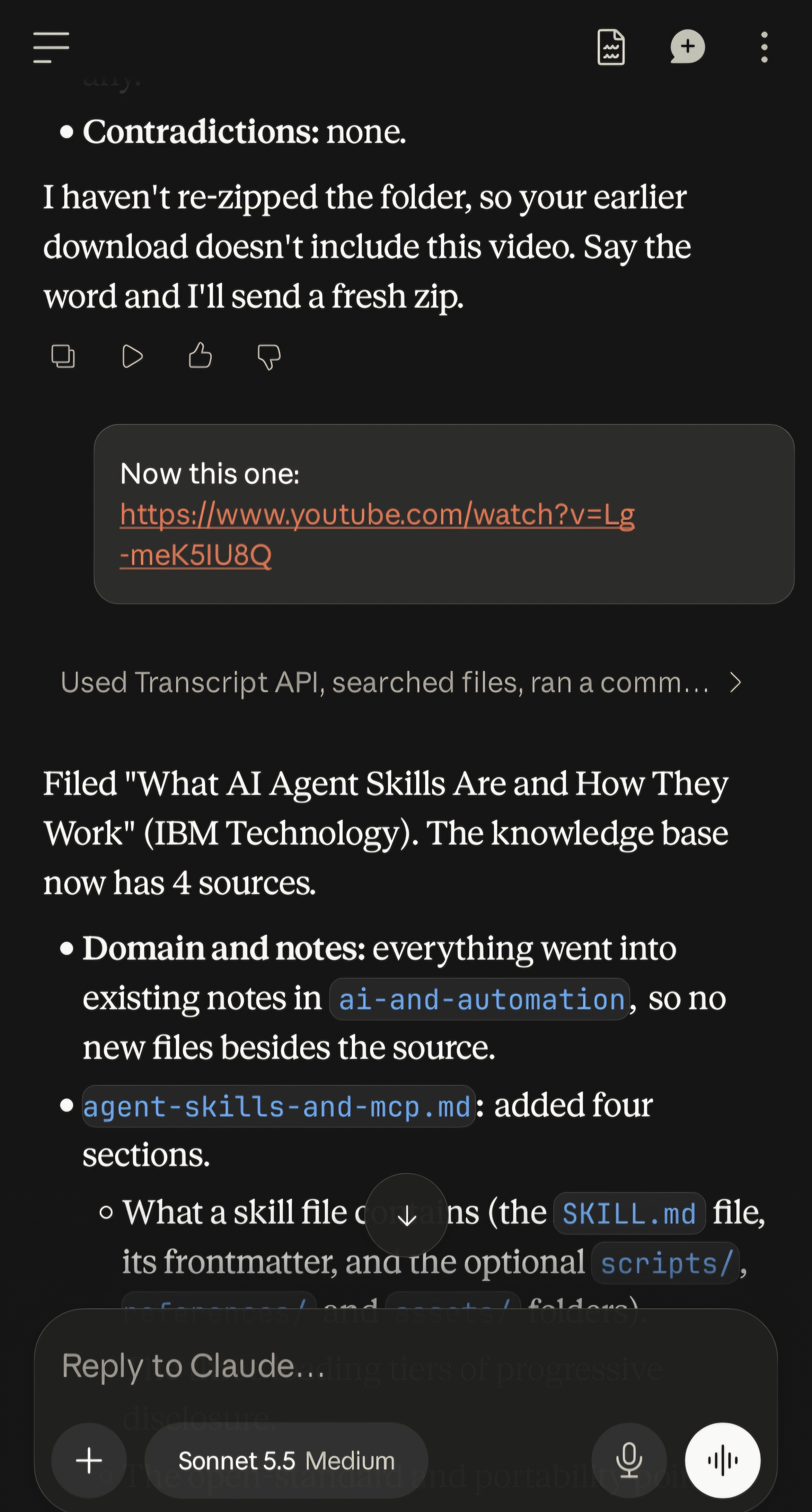Youtube videos to knowledge base screenshot 2