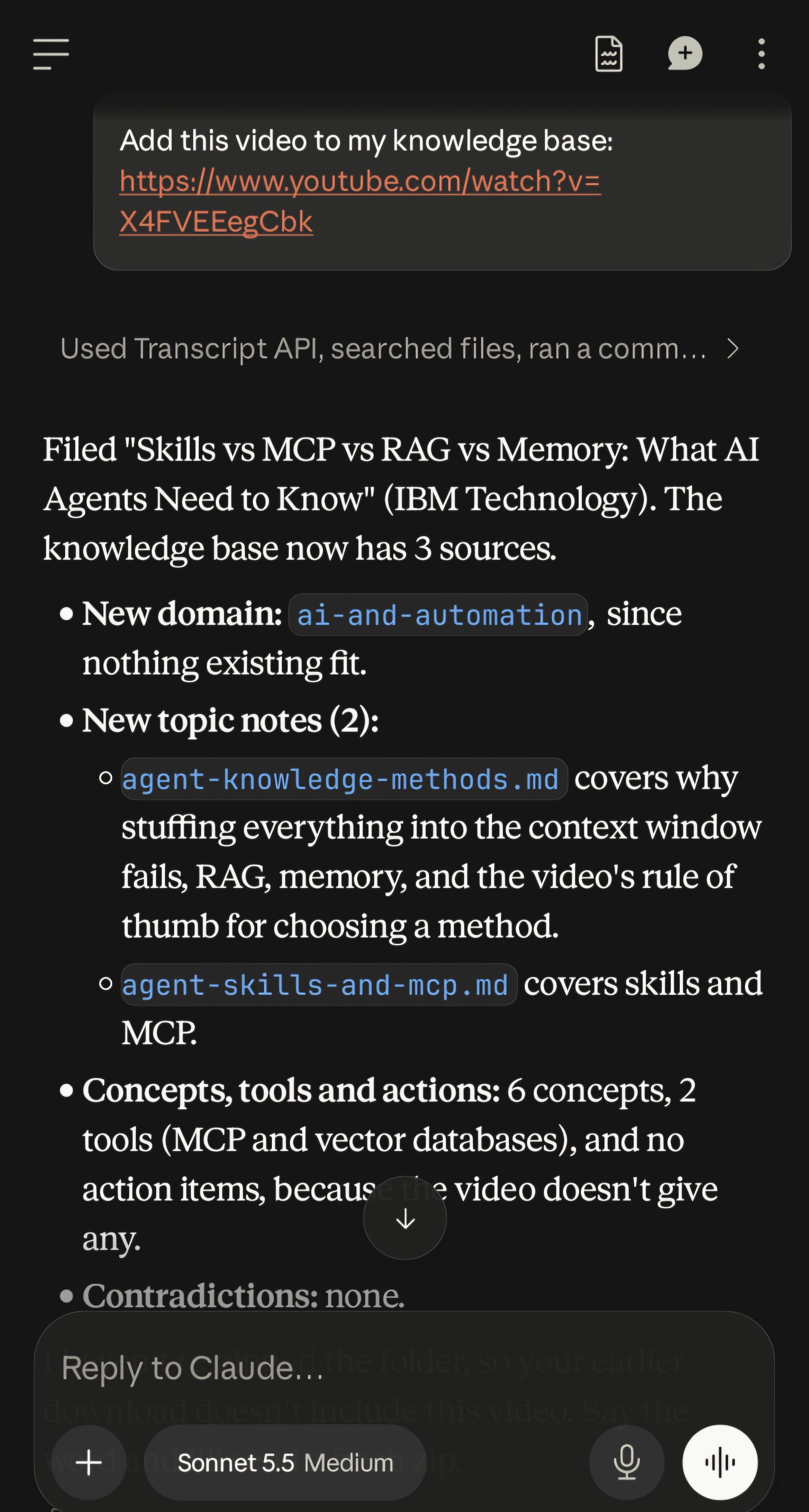 Youtube videos to knowledge base screenshot 4