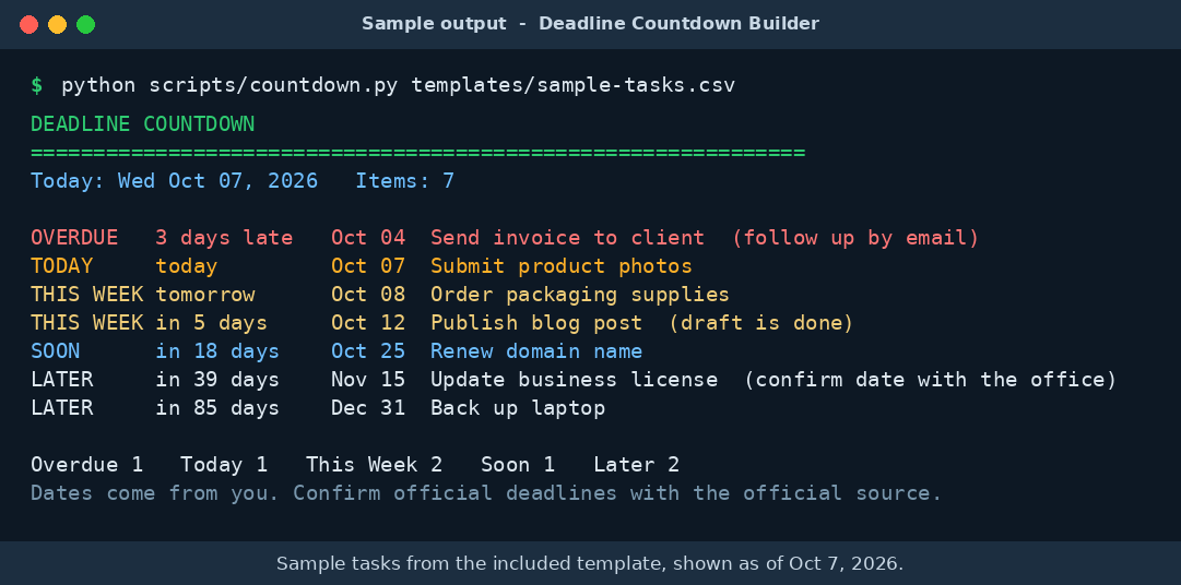 deadline countdown builder preview