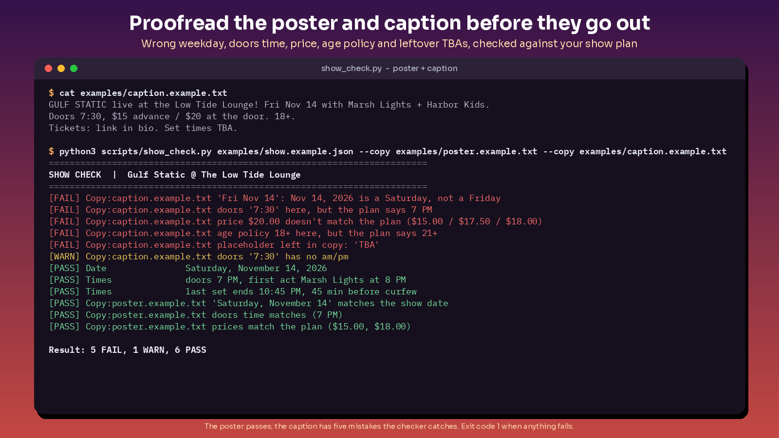 live show promo and payout planner screenshot 3