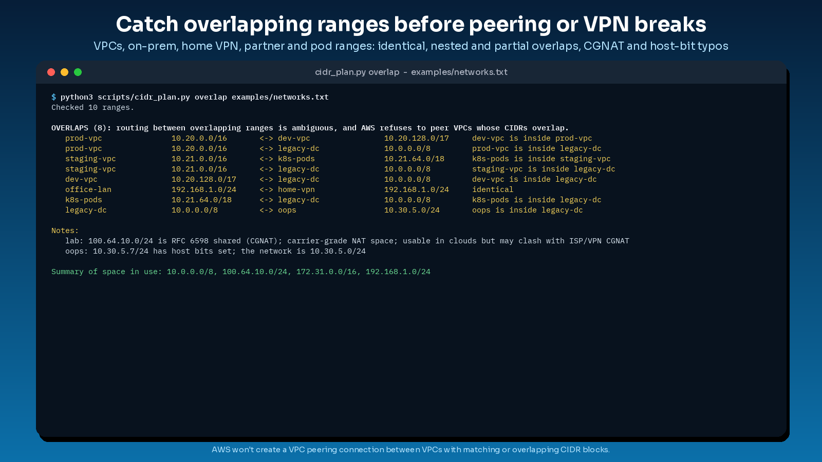 cloud subnet cidr planner screenshot 2
