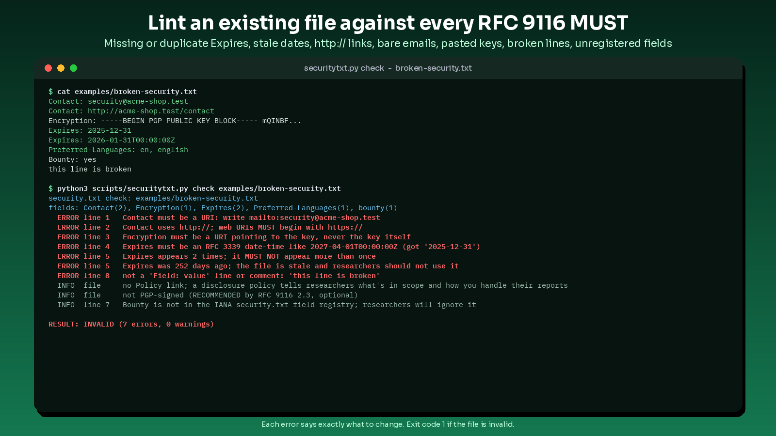 security txt builder and checker screenshot 2