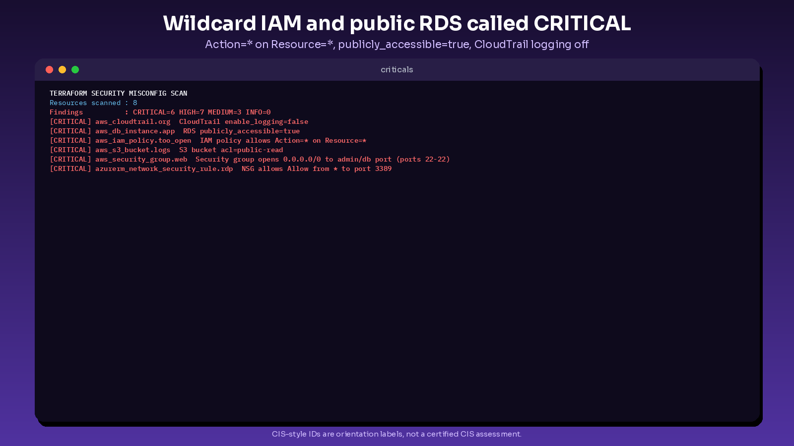 terraform security misconfig scanner screenshot 2