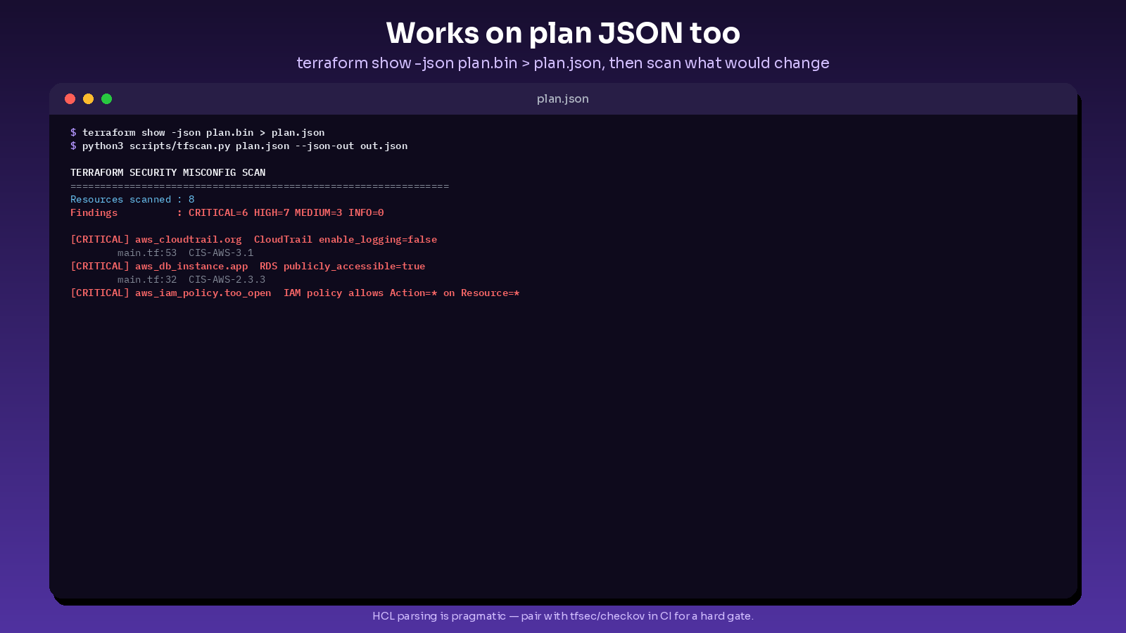 terraform security misconfig scanner screenshot 3