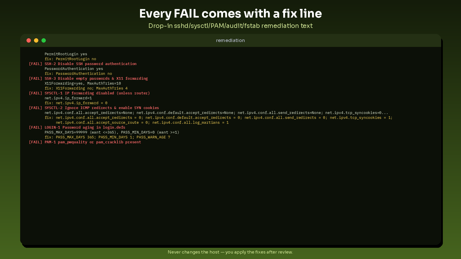 linux cis style config auditor screenshot 2