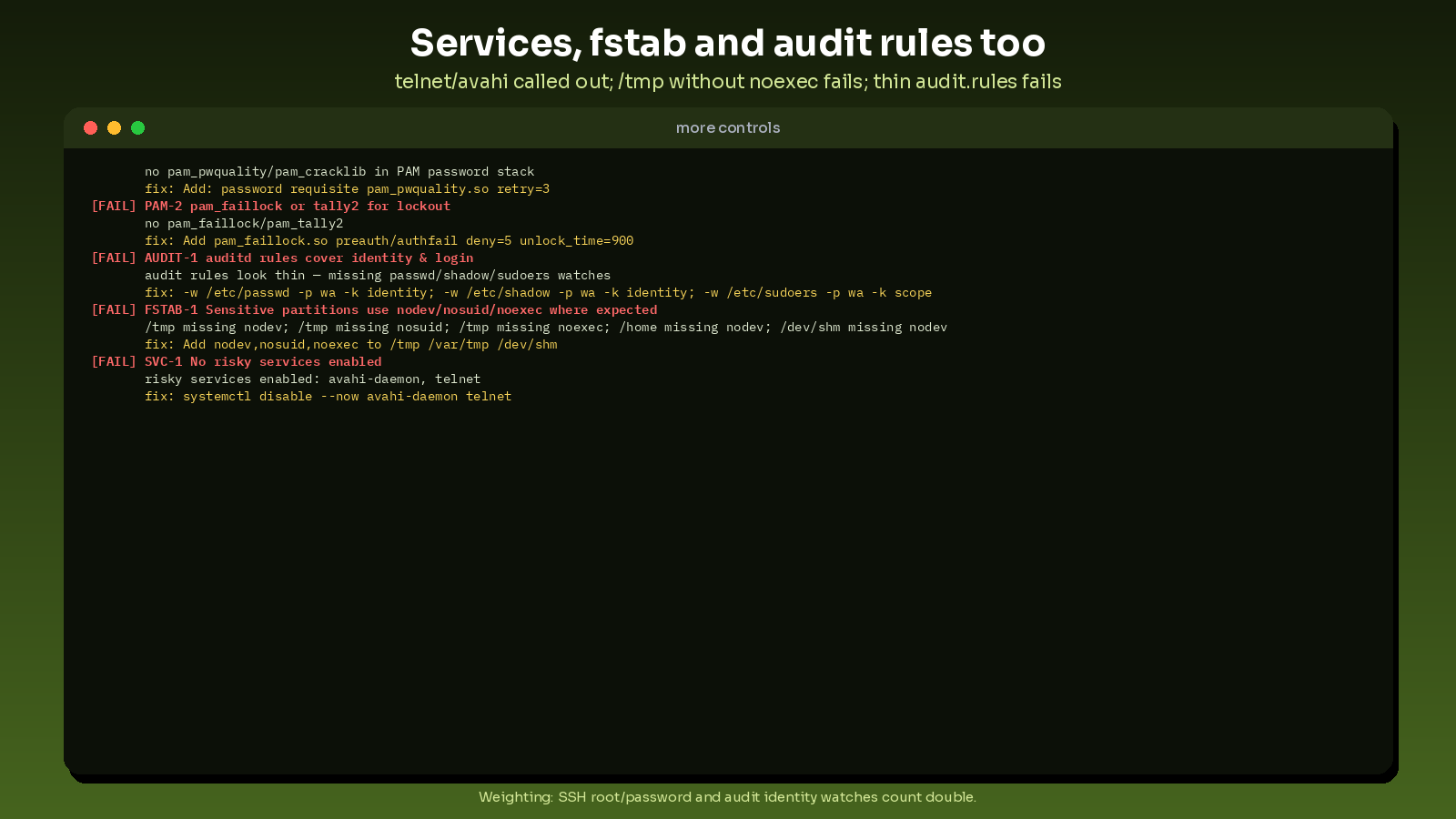 linux cis style config auditor screenshot 3