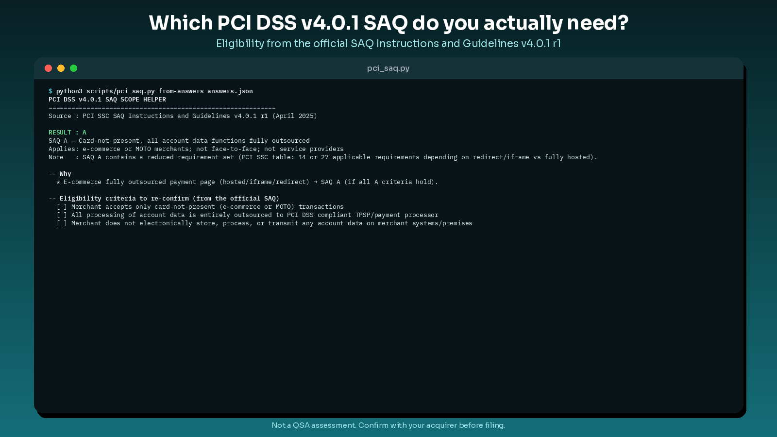 pci dss saq scope helper preview