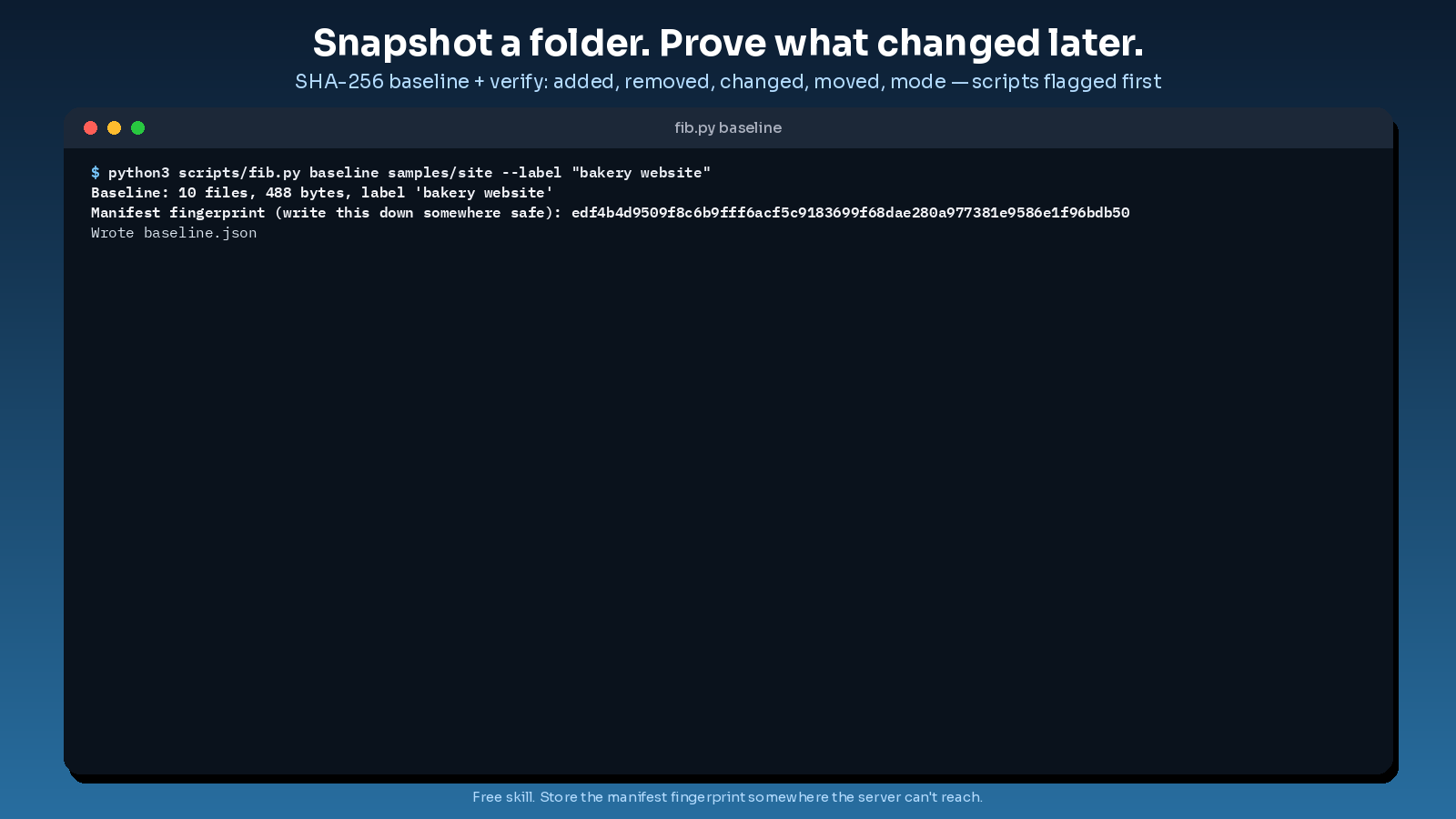 file integrity baseline and verifier preview