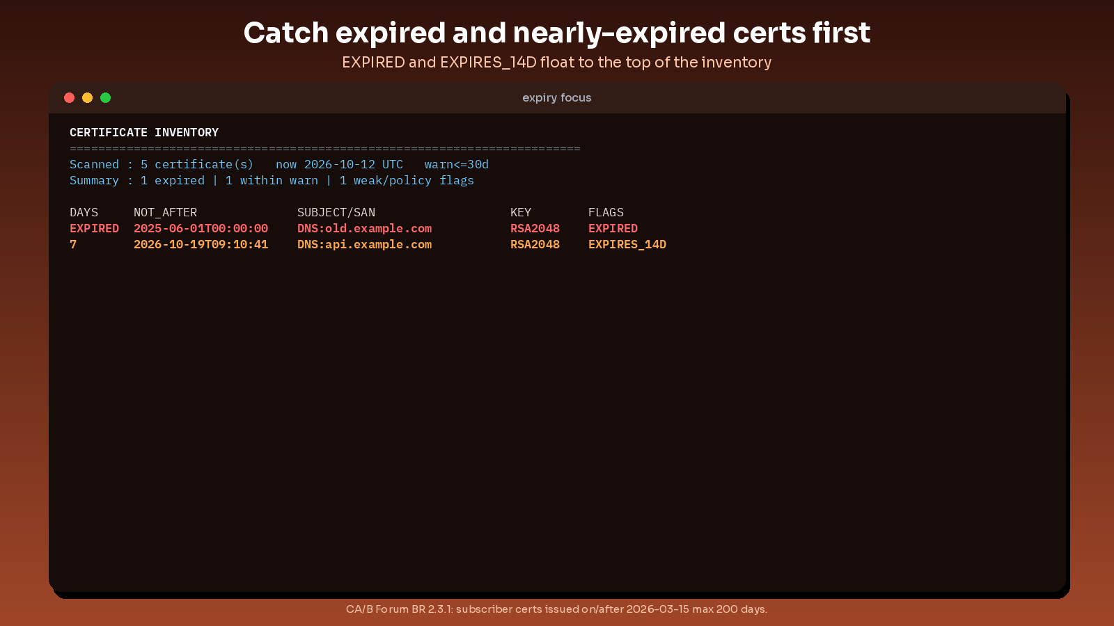 certificate inventory and expiry tracker screenshot 2