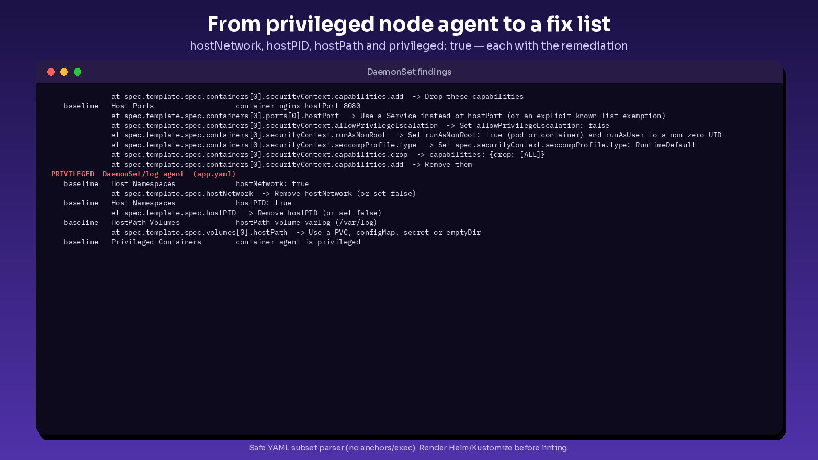 kubernetes pod security standards linter screenshot 3