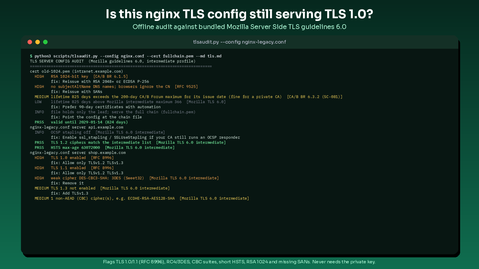 tls server config auditor preview