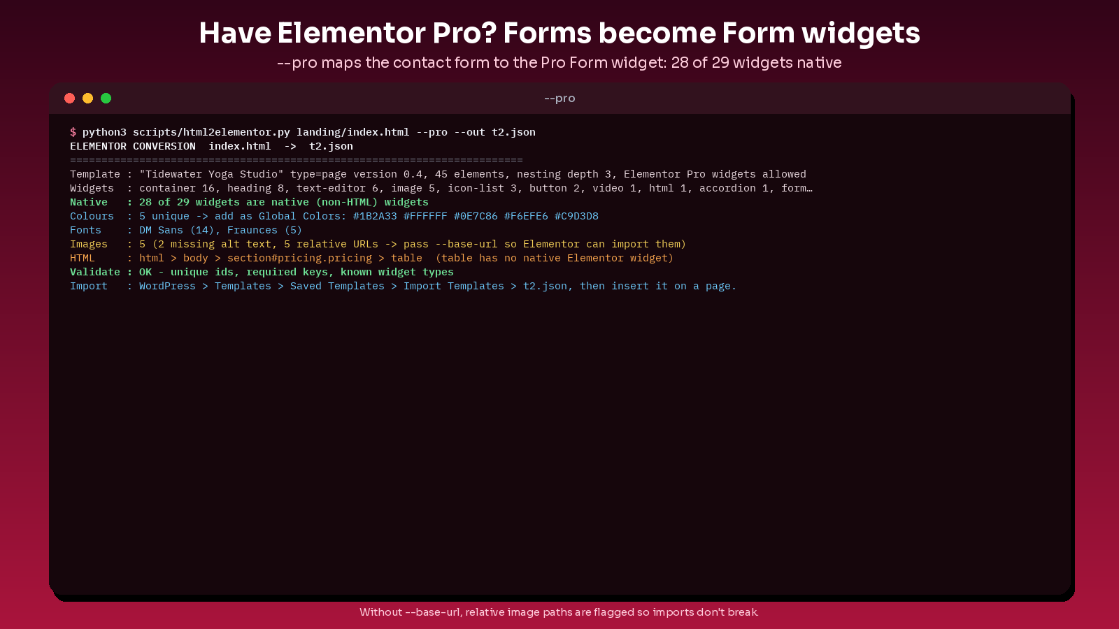 html to elementor template converter screenshot 2