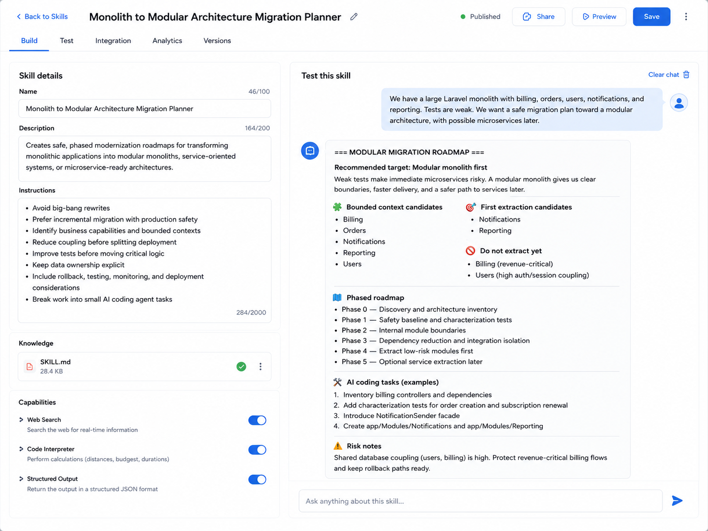 Monolith to Modular Architecture Migration Planner screenshot 1