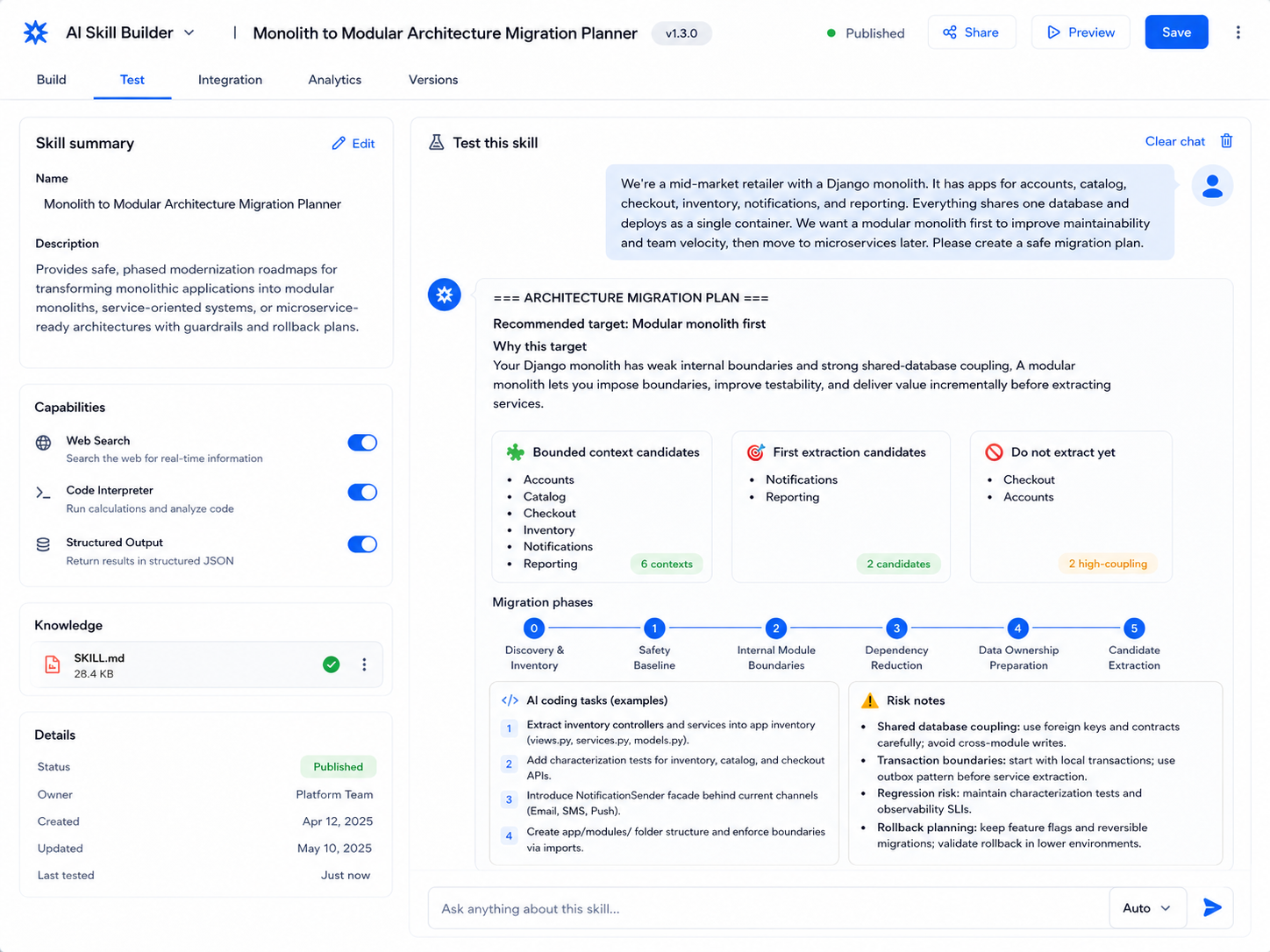 Monolith to Modular Architecture Migration Planner screenshot 2