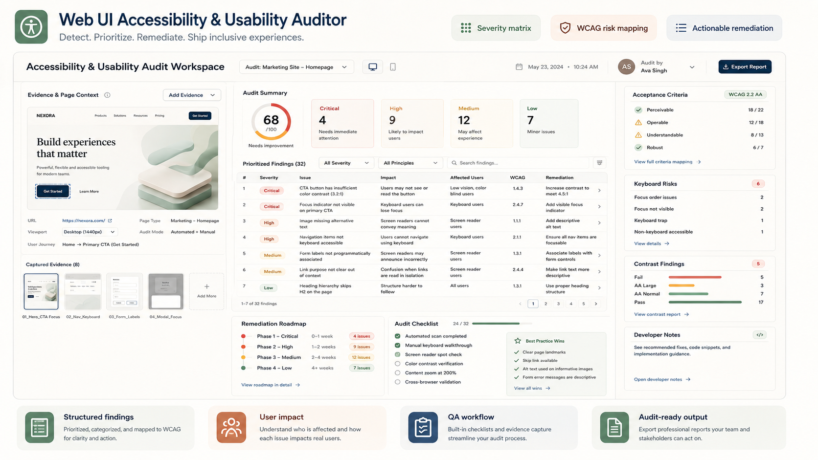 Web UI Accessibility & Usability Auditor screenshot 3