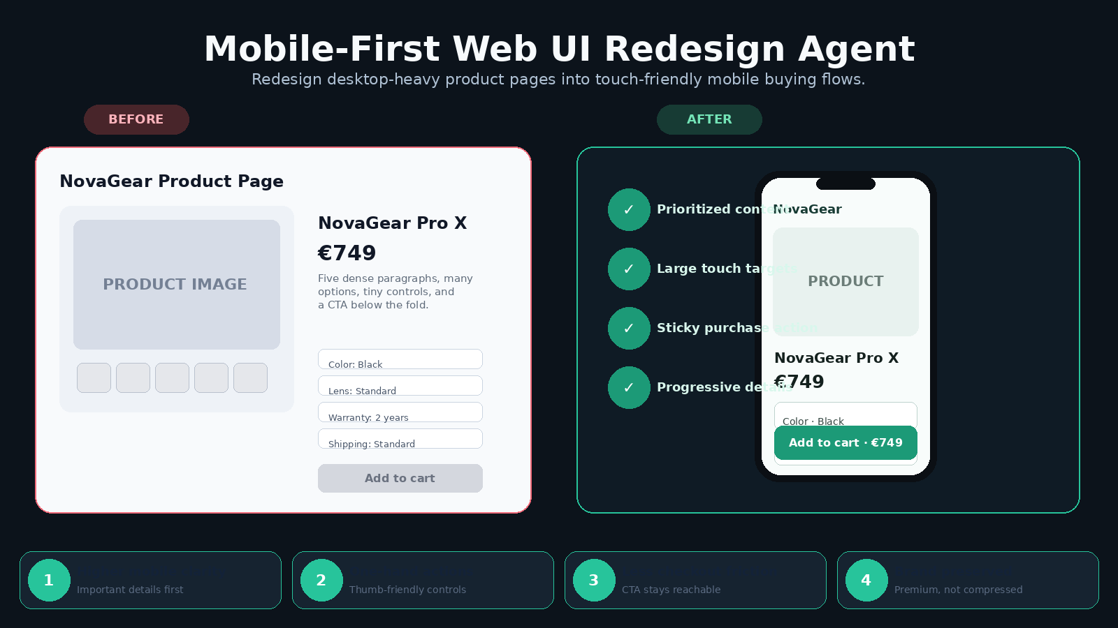 Mobile-First Web UI Redesign Agent preview
