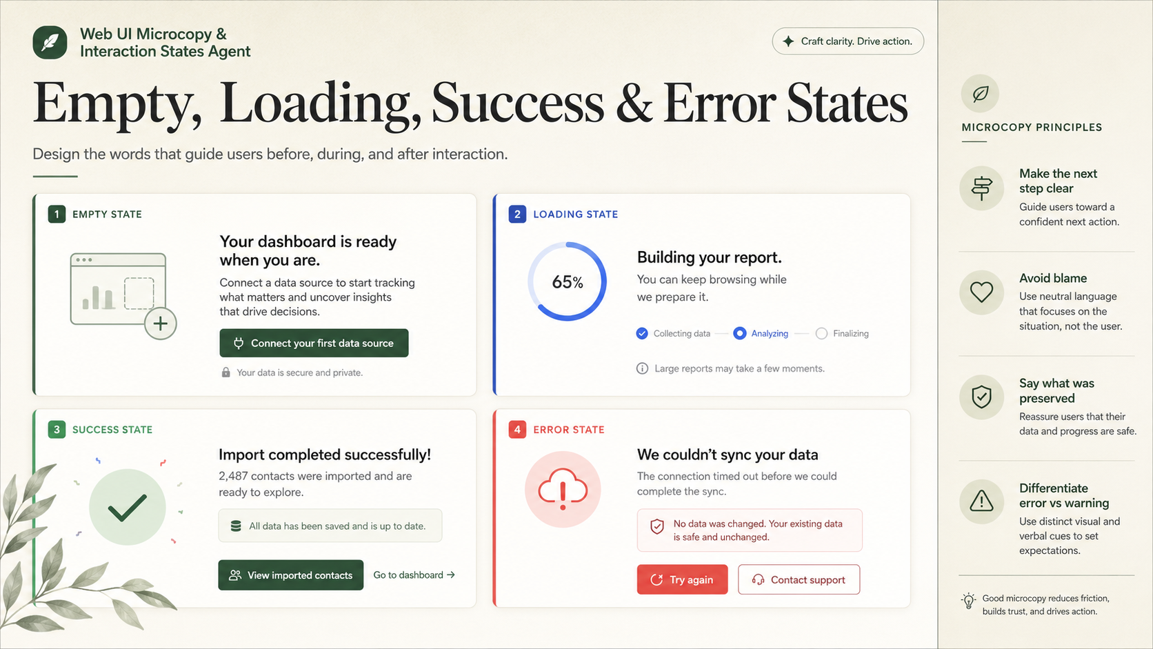 Web UI Microcopy & Interaction States Agent screenshot 2