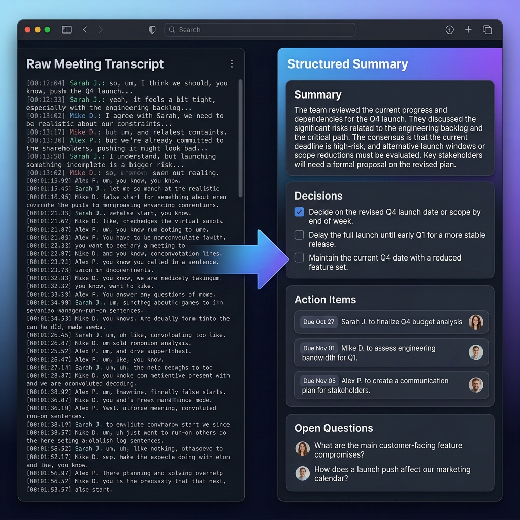 meeting notes summarizer preview